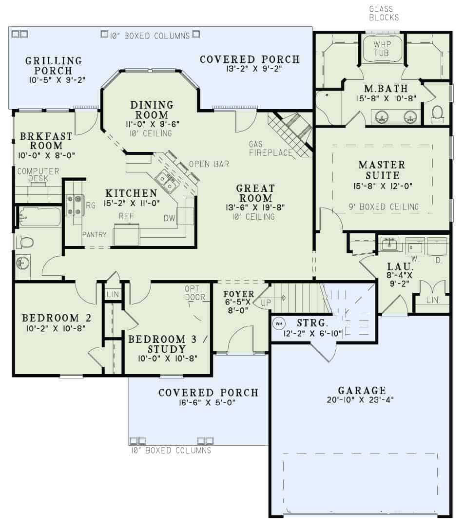 Floor Plan First Story of Country Plan #153-1122