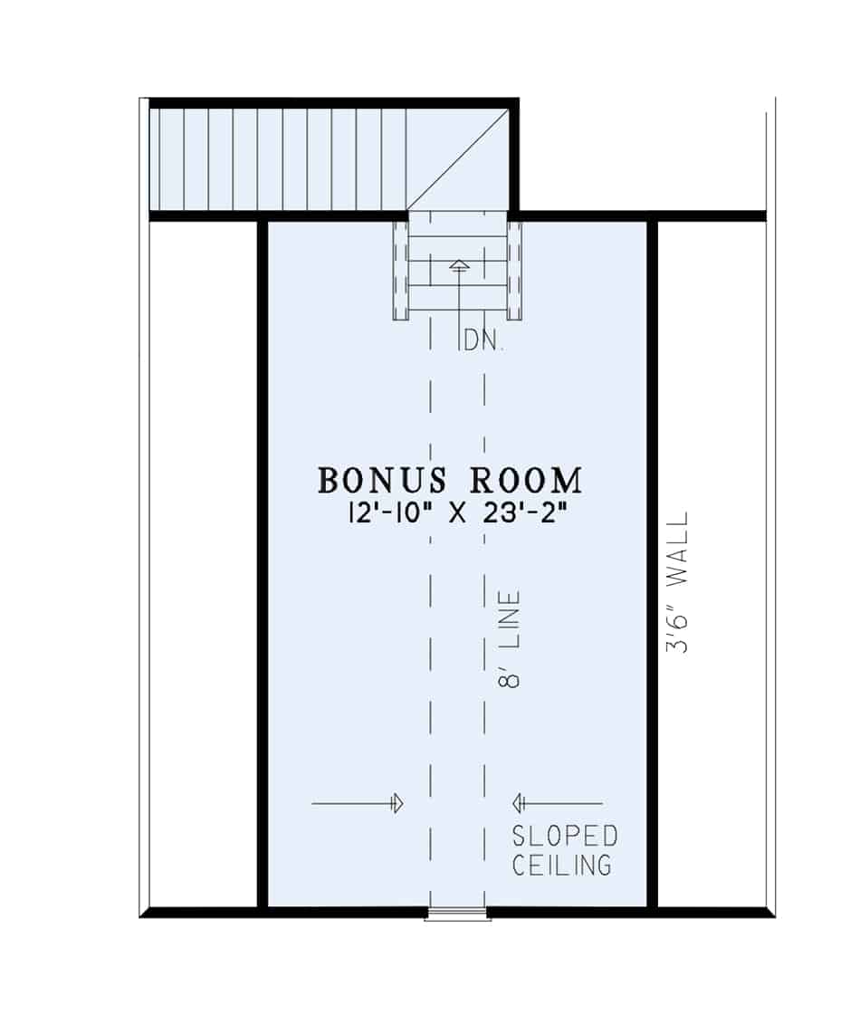 Floor Plan Bonus Room of Country Plan #153-1122