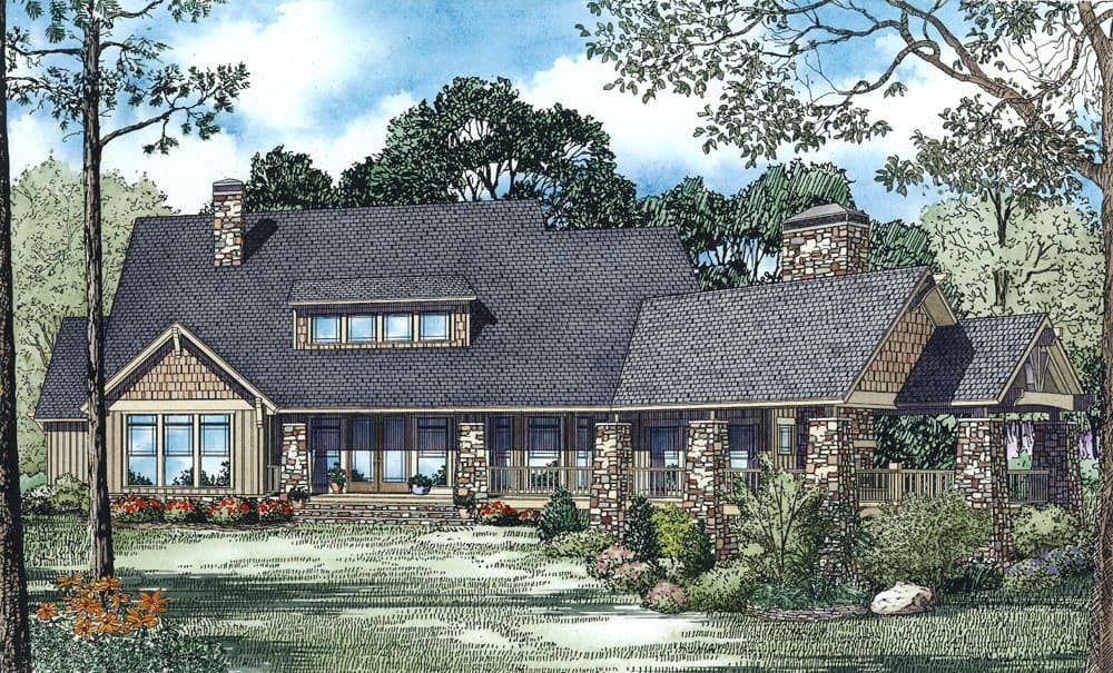 Home Plan Rear Elevation of this 4-Bedroom,3345 Sq Ft Plan -153-1123