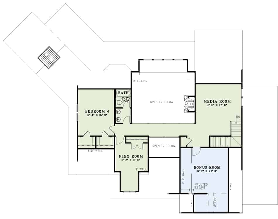 Floor Plan Second Story of Country Plan #153-1123