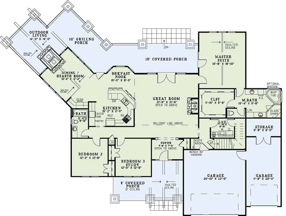 Floor Plan First Story of Country Plan #153-1123
