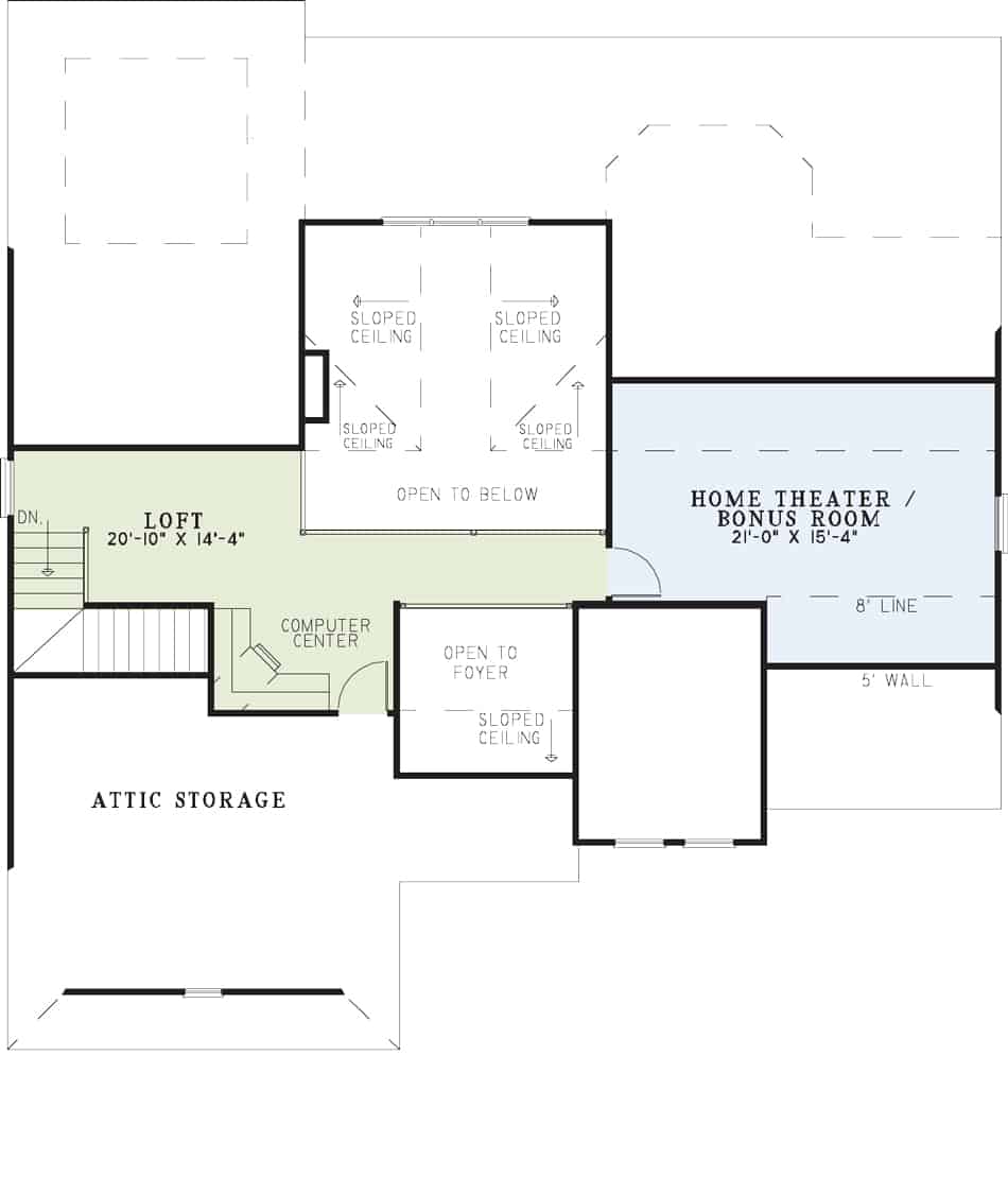 Floor Plan Second Story of Tuscan Plan #153-1125