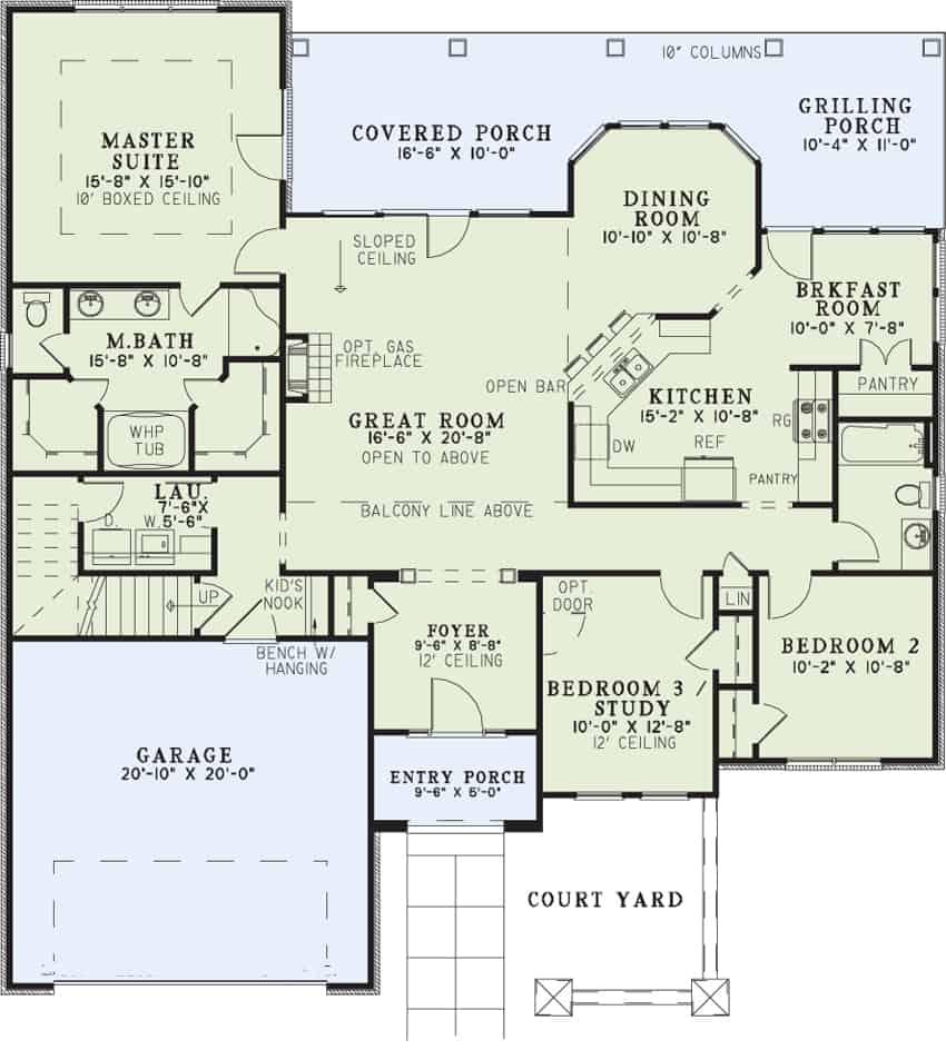 Floor Plan First Story of Tuscan Plan #153-1125