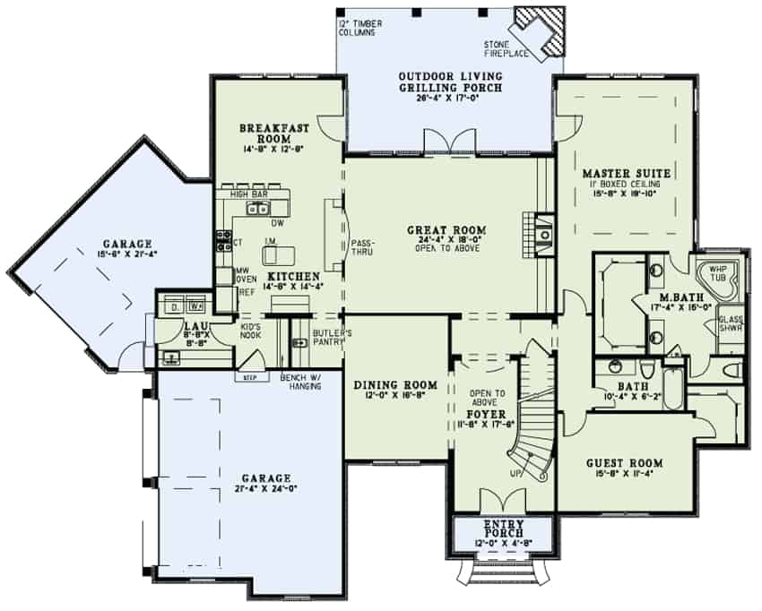 Floor Plan First Story of European Plan #153-1127