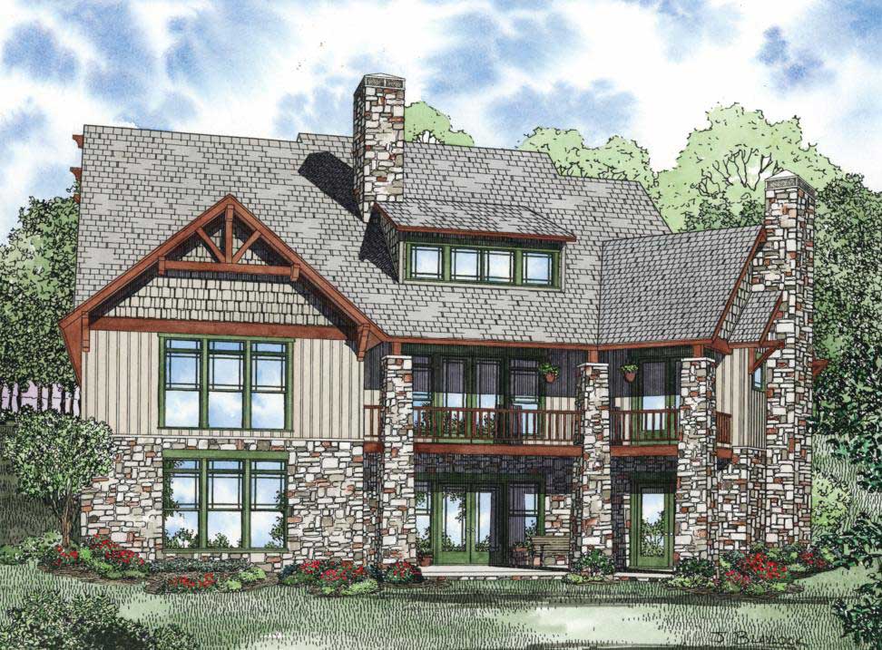 Home Plan Rear Elevation of this 6-Bedroom,4992 Sq Ft Plan -153-1128