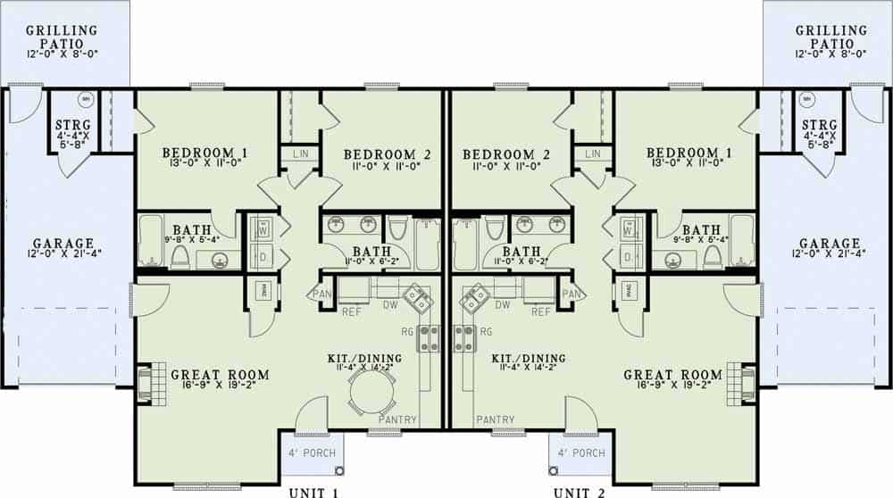 Floor Plan First Story of Multi-Unit Plan #153-1129