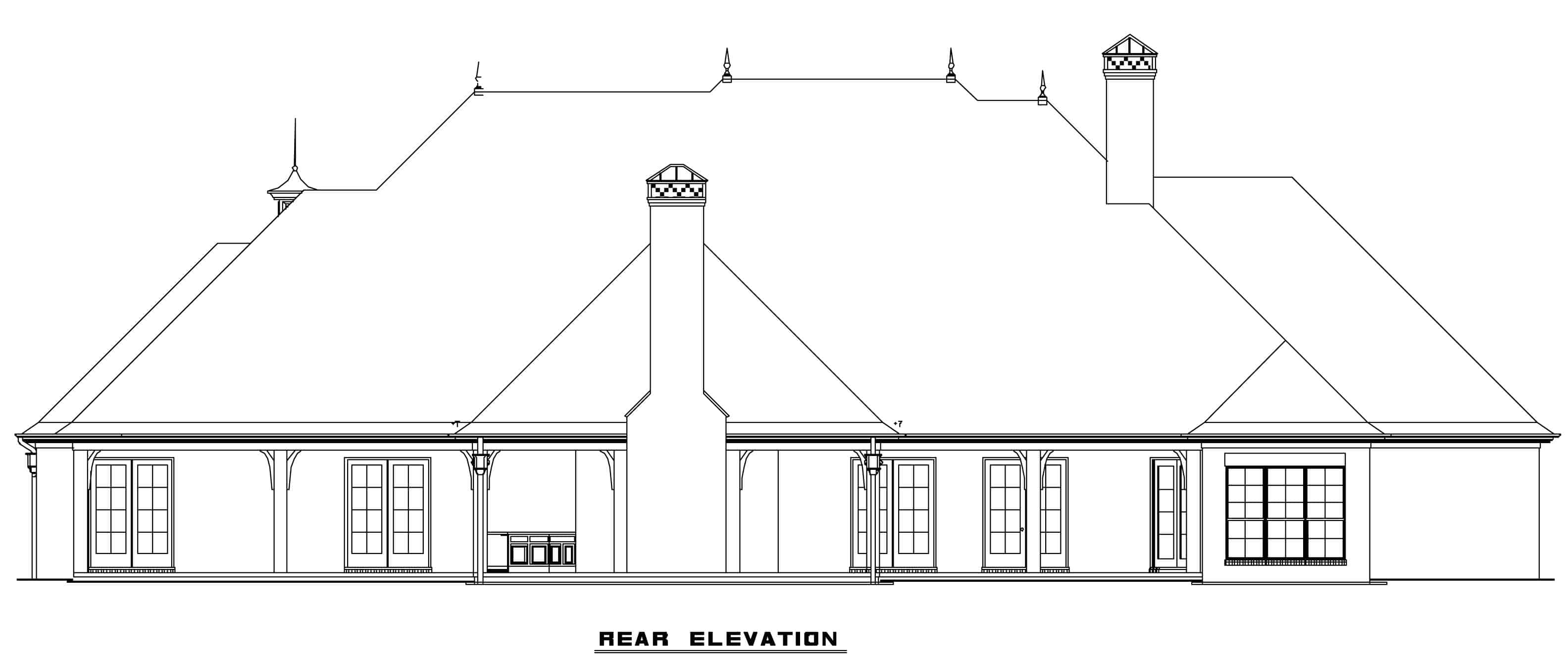 Home Plan Rear Elevation of this 4-Bedroom,4810 Sq Ft Plan -153-1130