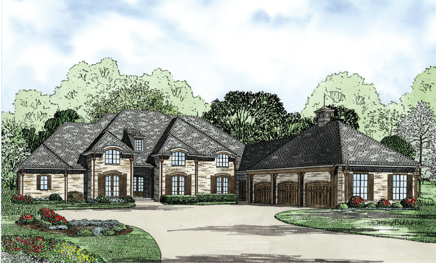 European style luxury home (ThePlanCollection: House Plan #153-1130)