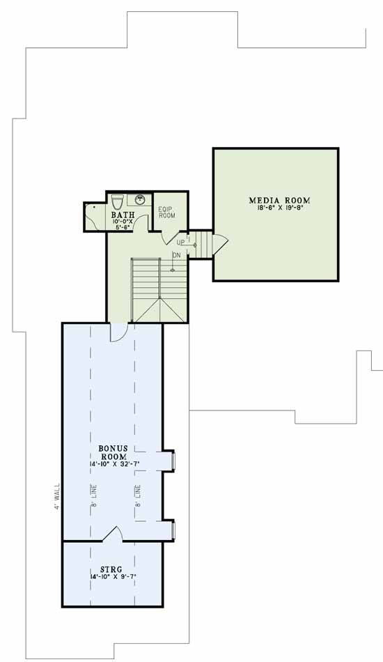 Floor Plan Second Story of European Plan #153-1133