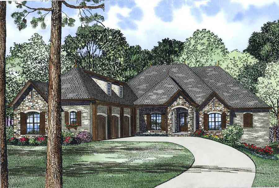 Front elevation of European home (ThePlanCollection: House Plan #153-1133)