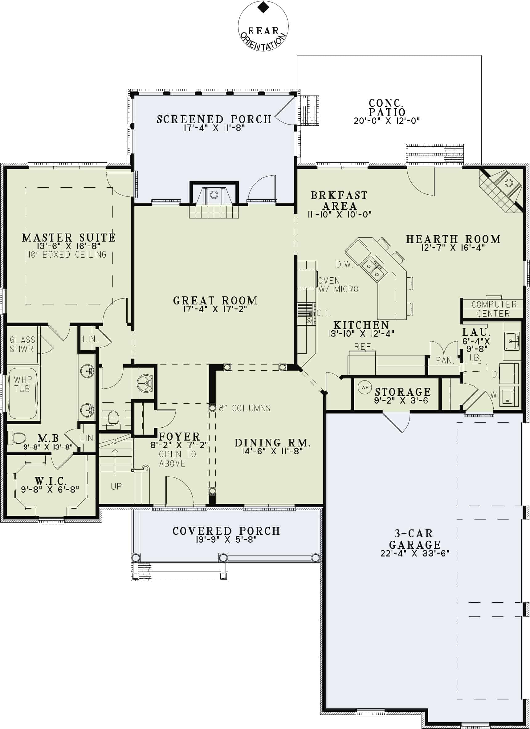 Floor Plan First Story of Country Plan #153-1135