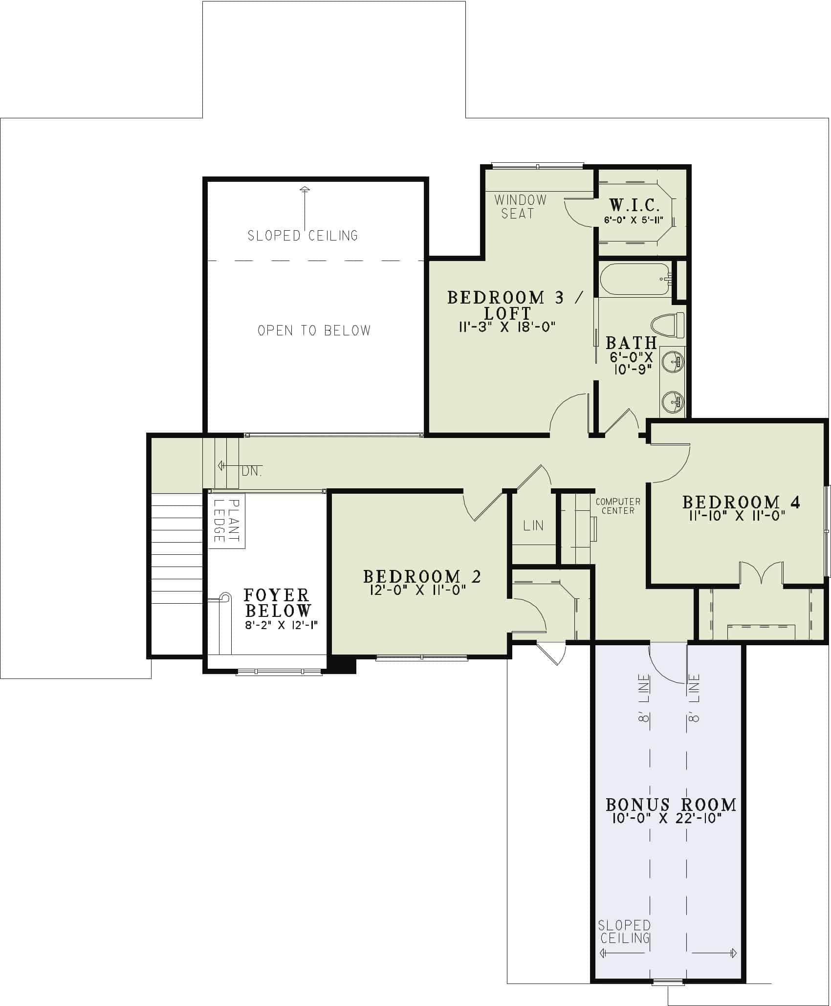 Floor Plan Second Story of Country Plan #153-1135