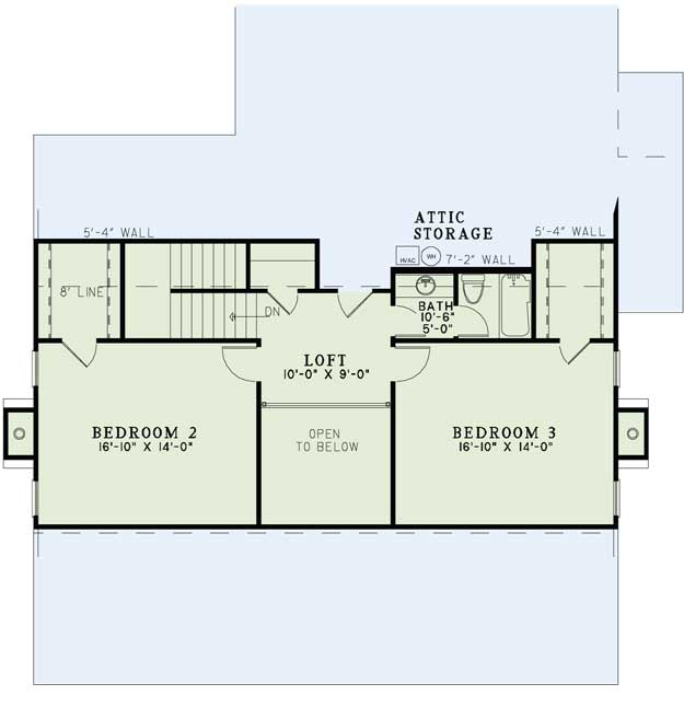 Floor Plan Second Story of Country Plan #153-1136