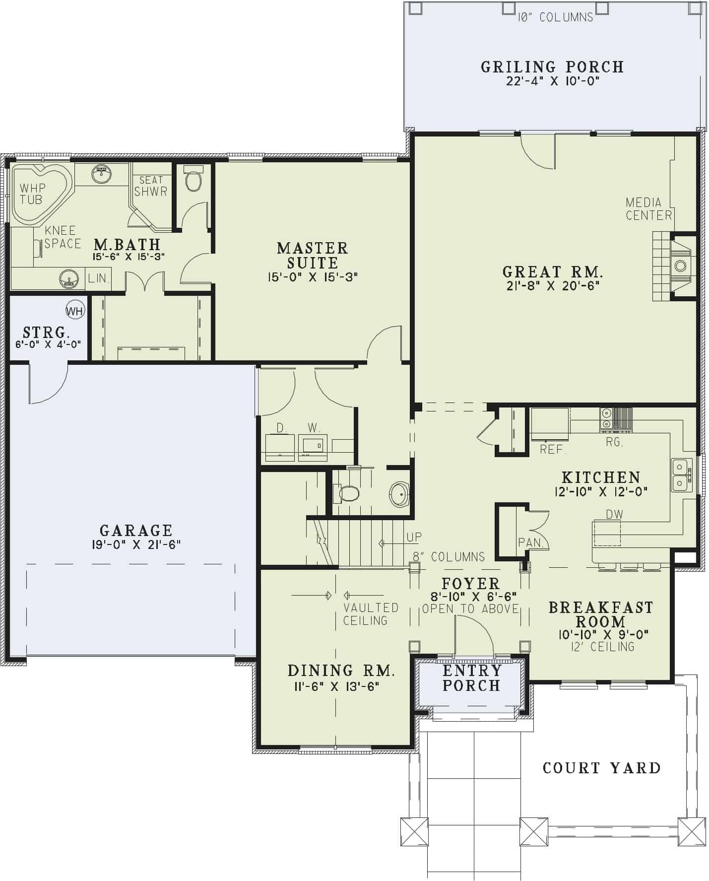 Floor Plan First Story of Country Plan #153-1139