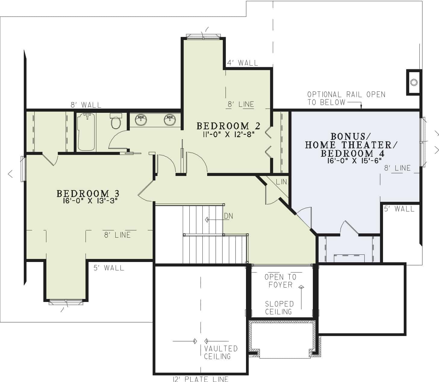 Floor Plan Second Story of Country Plan #153-1139