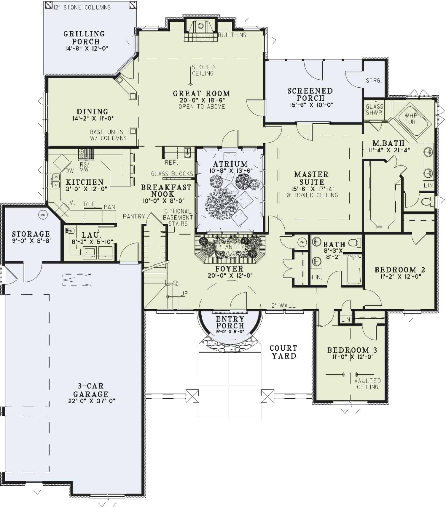 Floor Plan Main Level of Tuscan Plan #153-1141