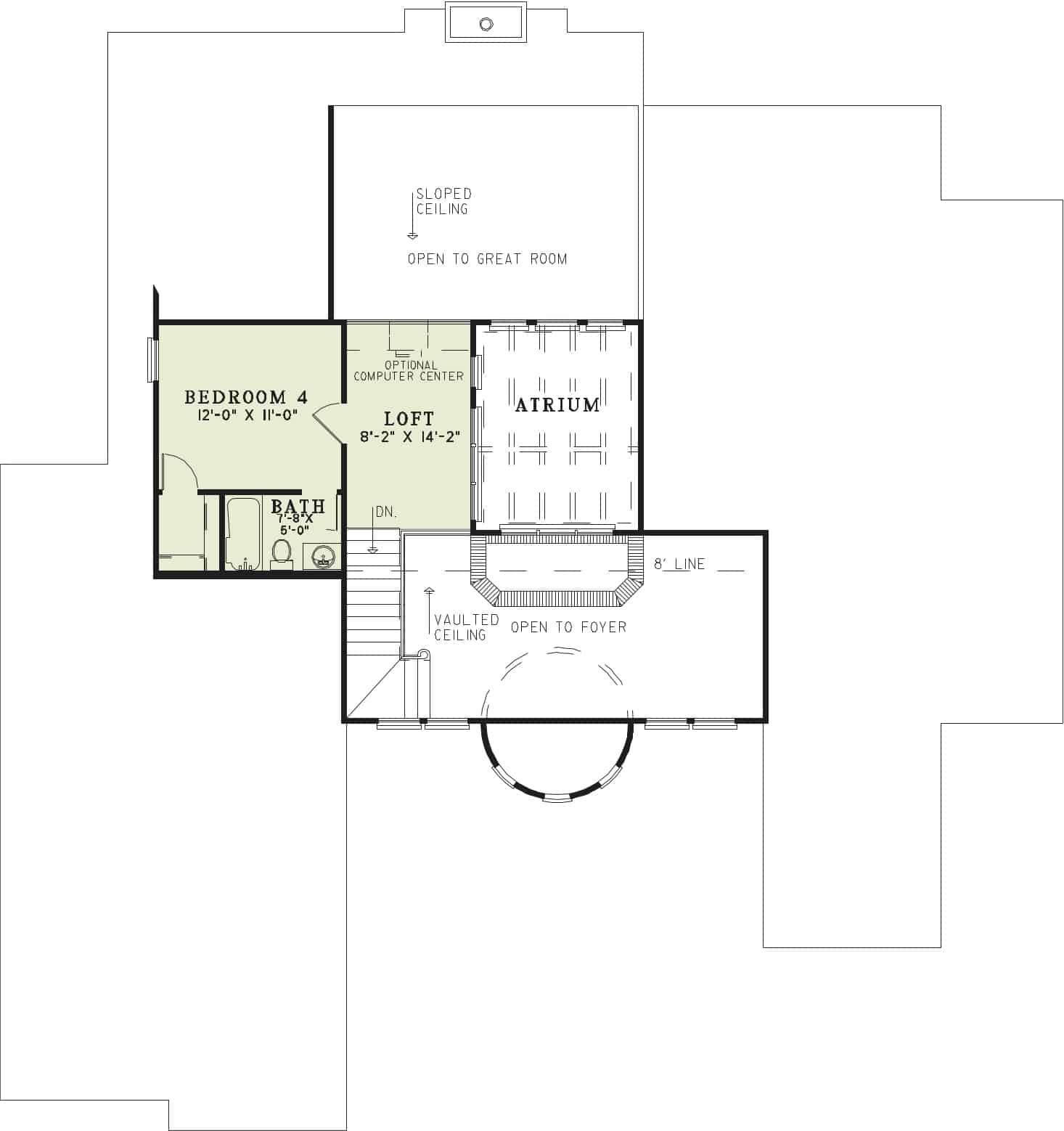 Floor Plan Upper Level of Tuscan Plan #153-1141