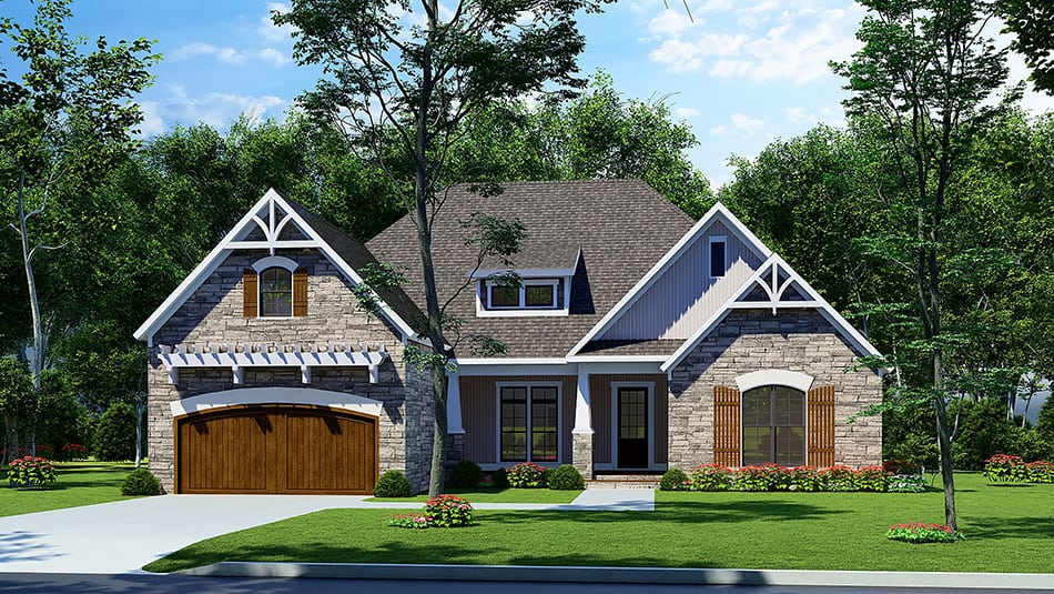 This image shows the Traditional style for this set of house plans.