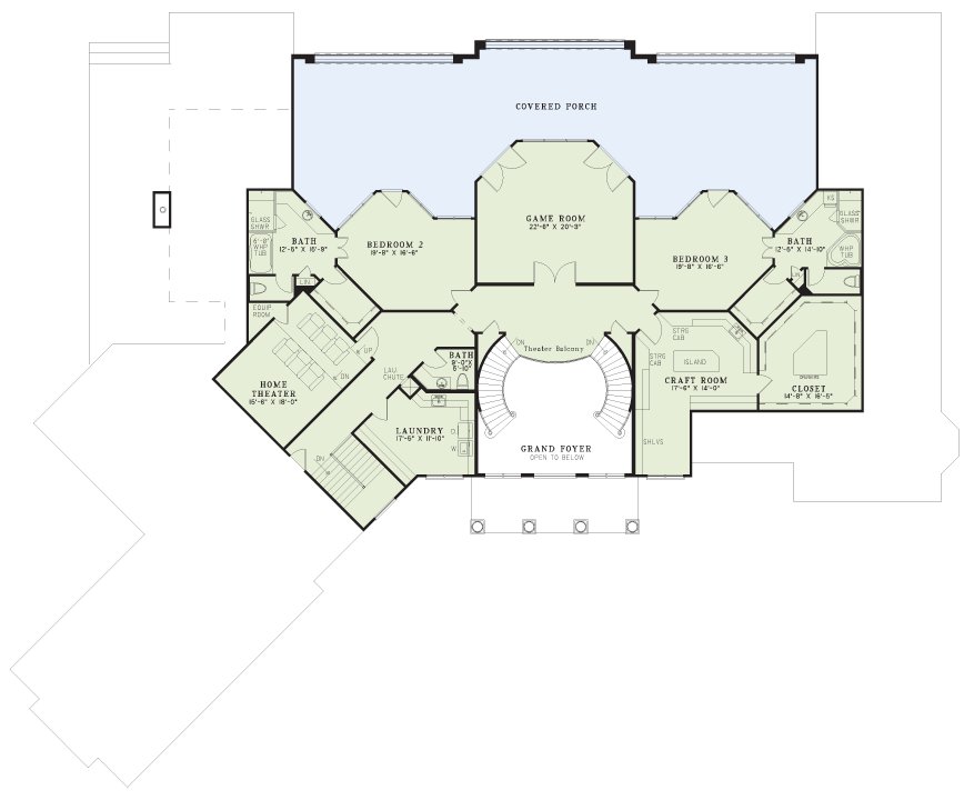 Floor Plan Upper Level of Luxury Plan #153-1143