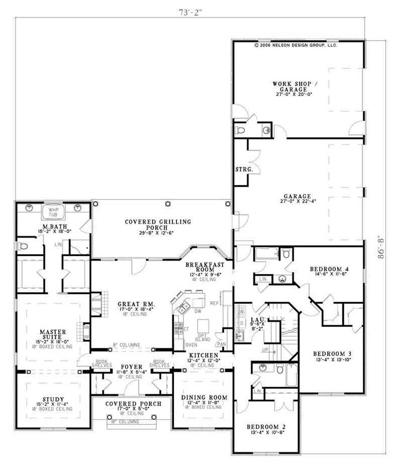 Floor Plan First Story of Country Plan #153-1144