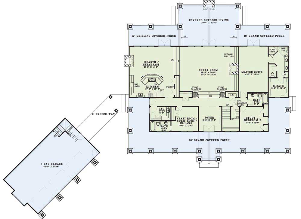 Floor Plan First Story of Country Plan #153-1146