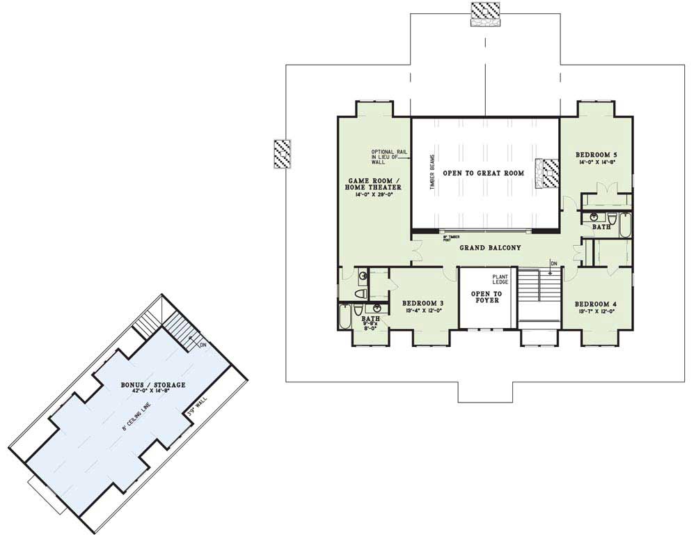 Floor Plan Second Story of Country Plan #153-1146