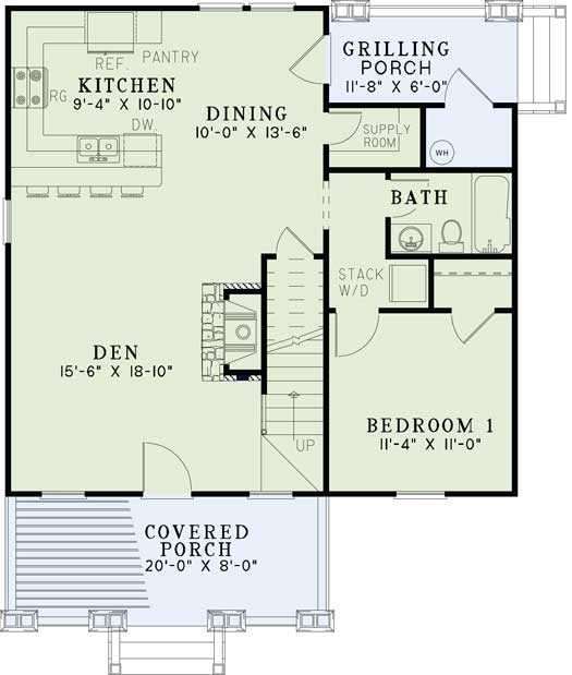 Floor Plan First Story of Craftsman Plan #153-1147