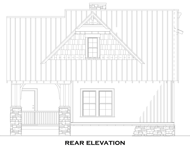 Home Plan Rear Elevation of this 3-Bedroom,1379 Sq Ft Plan -153-1147