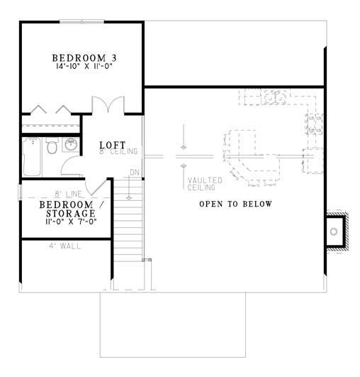 Floor Plan Second Story of Country Plan #153-1148