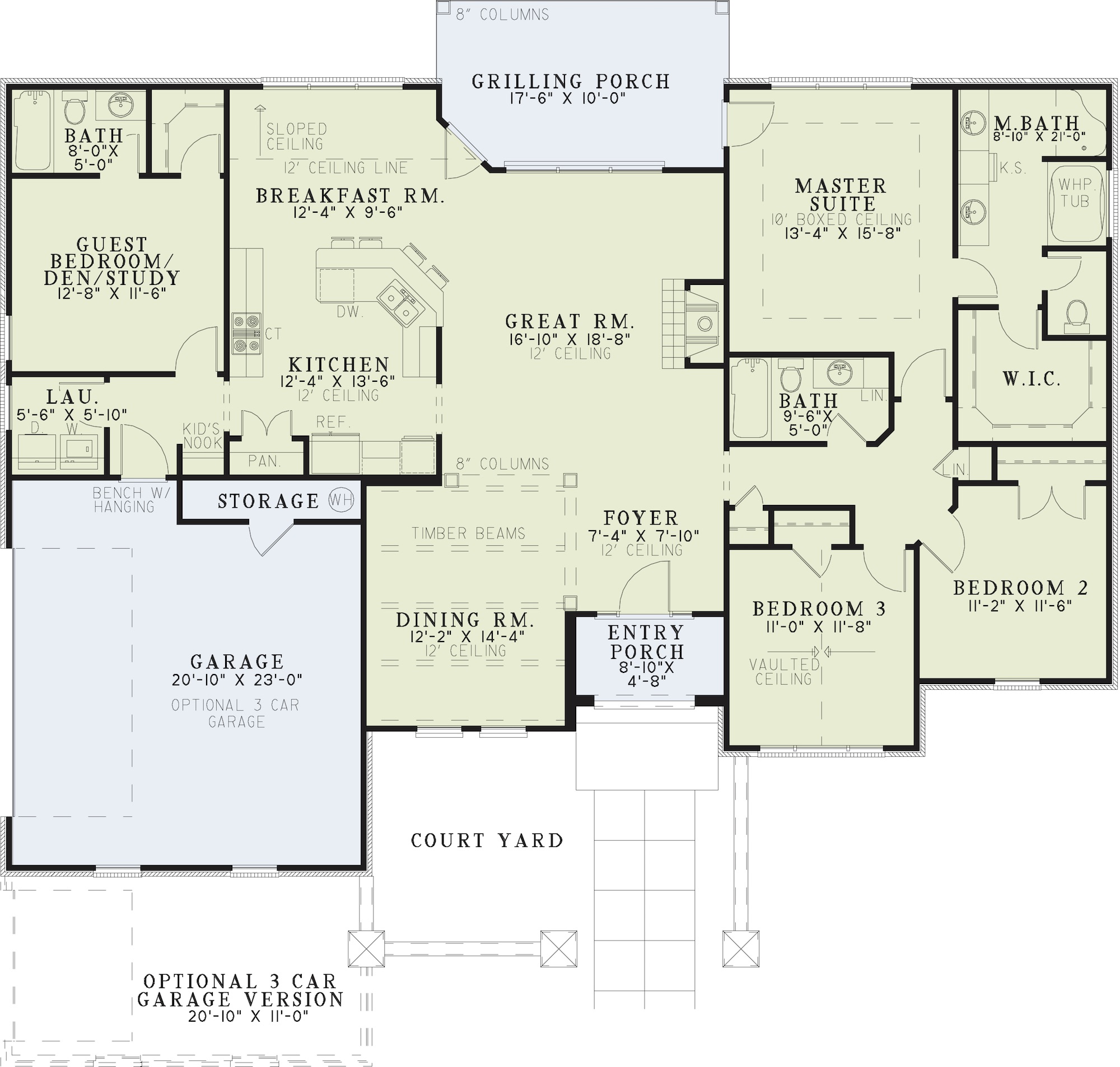 Floor Plan Main Level of Country Plan #153-1149