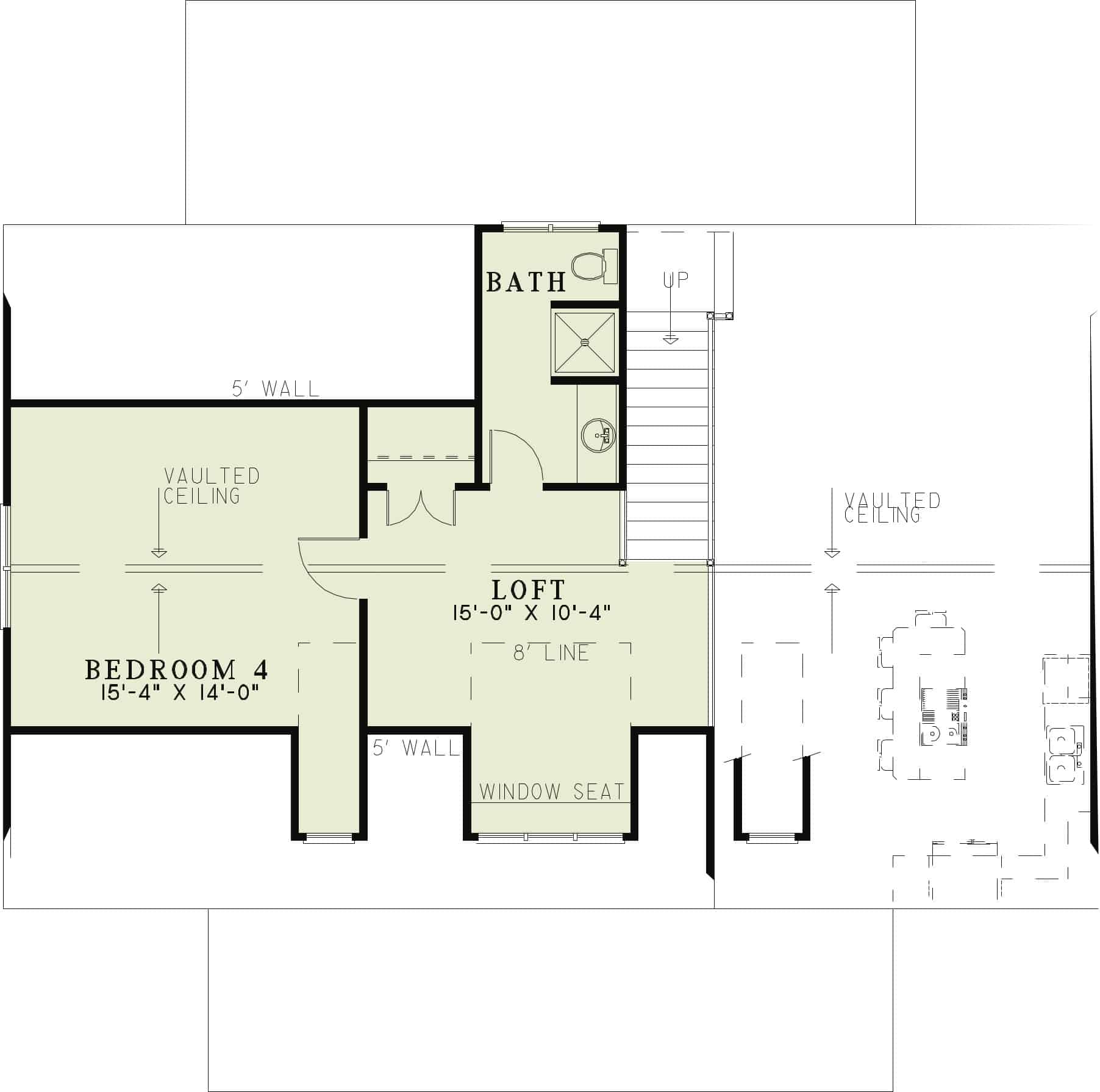 Floor Plan Upper Level of Lowcountry Plan #153-1151