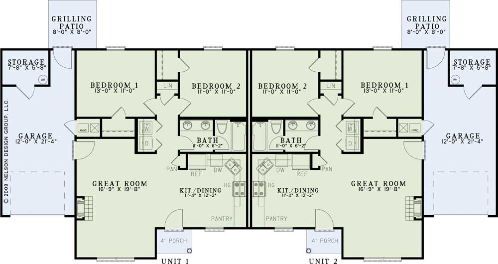 Floor Plan First Story of Multi-Unit Plan #153-1152
