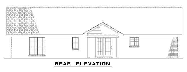 Home Plan Rear Elevation of this 3-Bedroom,1167 Sq Ft Plan -153-1154