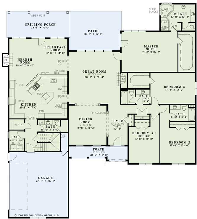 Floor Plan First Story of Country Plan #153-1155