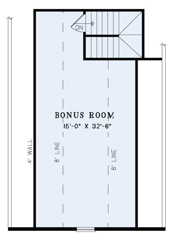 Floor Plan Bonus Room of Country Plan #153-1155