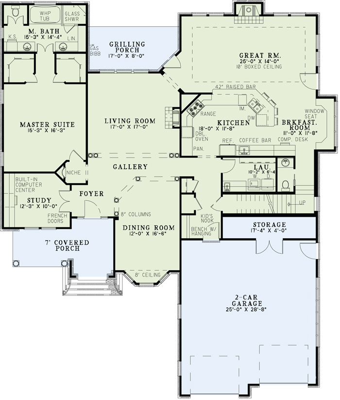 Floor Plan First Story of Craftsman Plan #153-1156