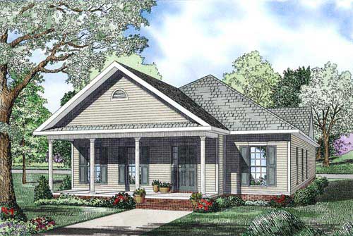 This is the front elevation for these Traditional House Plans.
