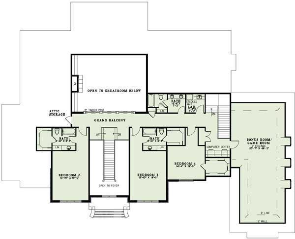 Floor Plan Second Story of Country Plan #153-1159