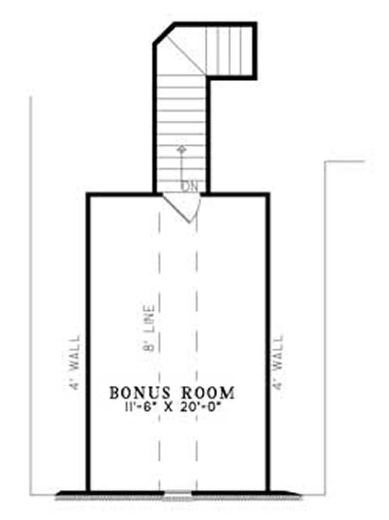 Floor Plan Bonus Room of Country Plan #153-1162