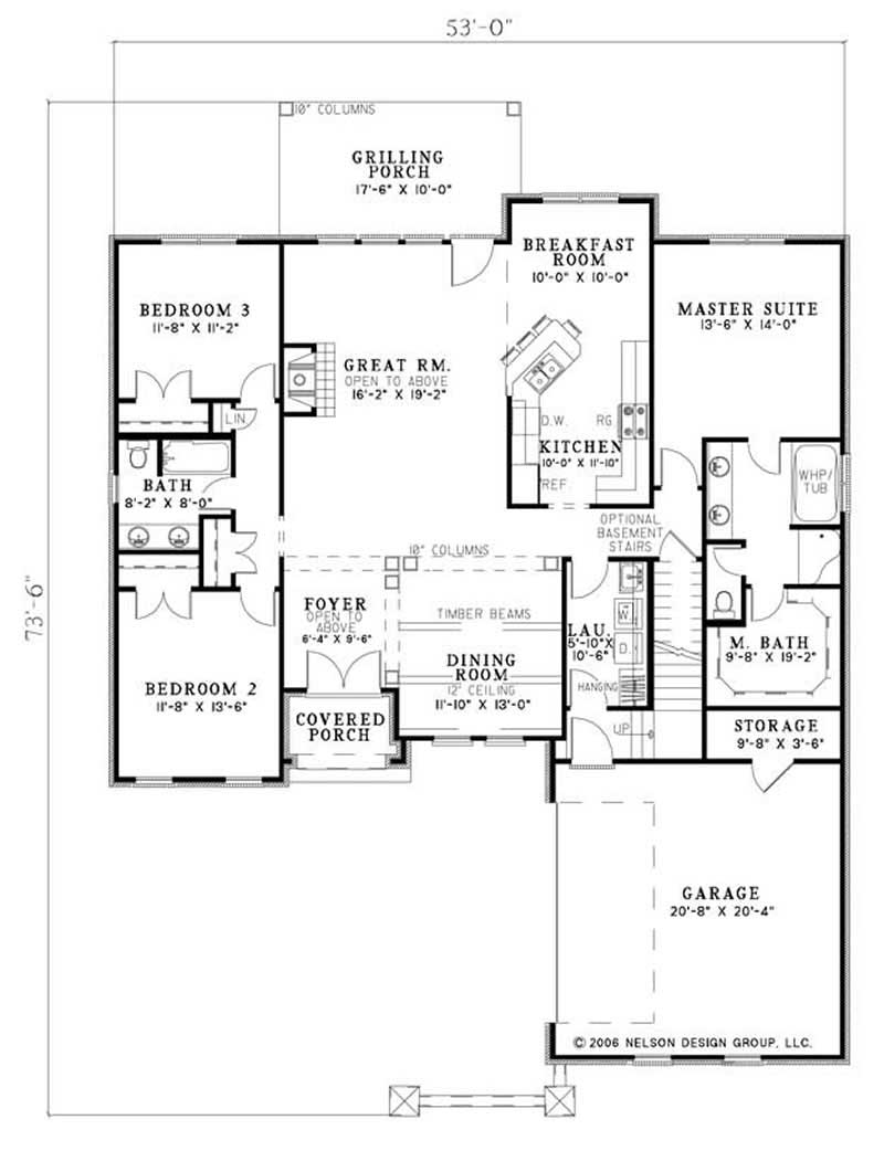 Floor Plan First Story of Country Plan #153-1163