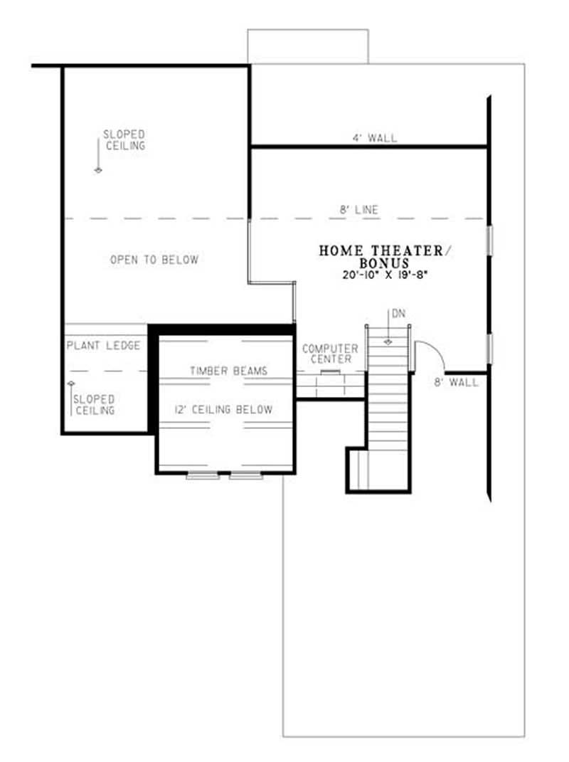 Floor Plan Second Story of Country Plan #153-1163