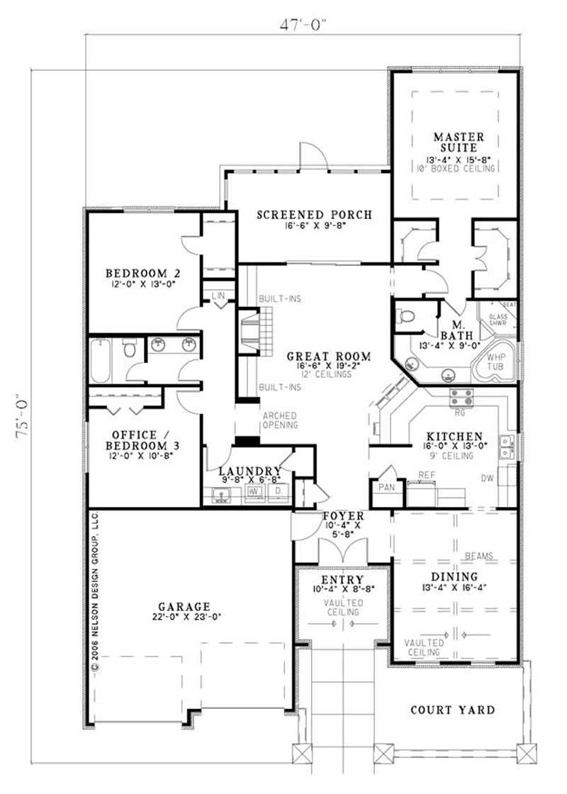 Floor Plan First Story of Country Plan #153-1164