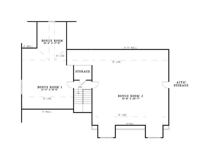 Floor Plan Bonus Room of Craftsman Plan #153-1166