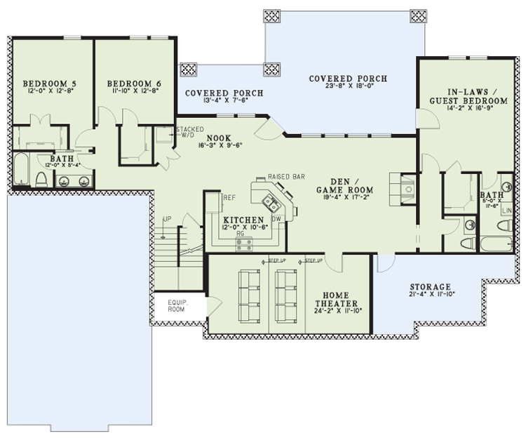 Floor Plan Basement of Craftsman Plan #153-1166