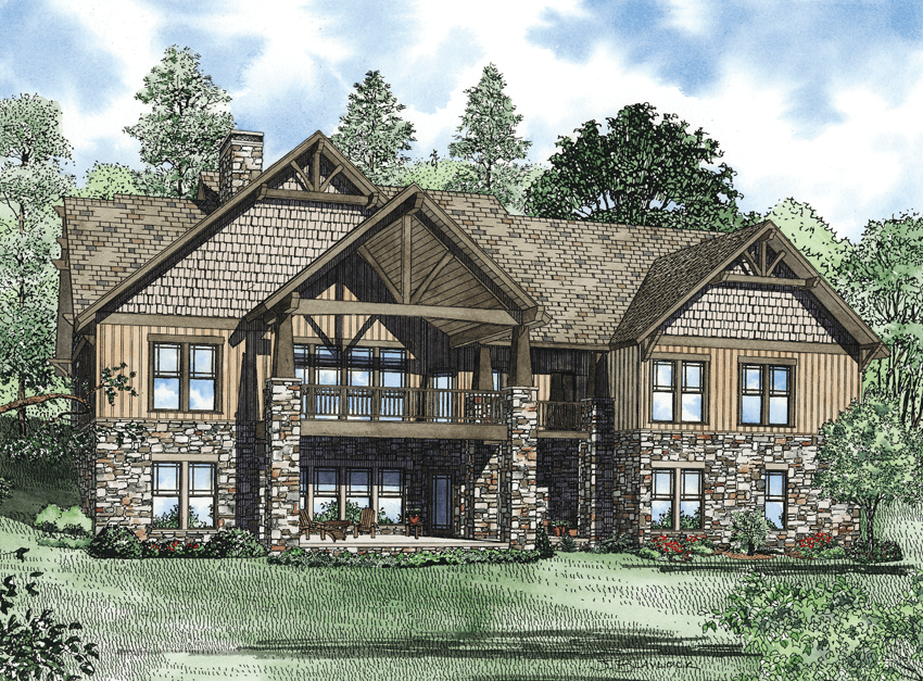 Home Plan Rear Elevation of this 7-Bedroom,4693 Sq Ft Plan -153-1166