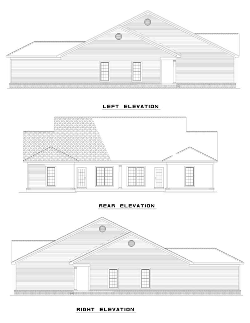Home Plan Rear Elevation of this 4-Bedroom,1239 Sq Ft Plan -153-1173