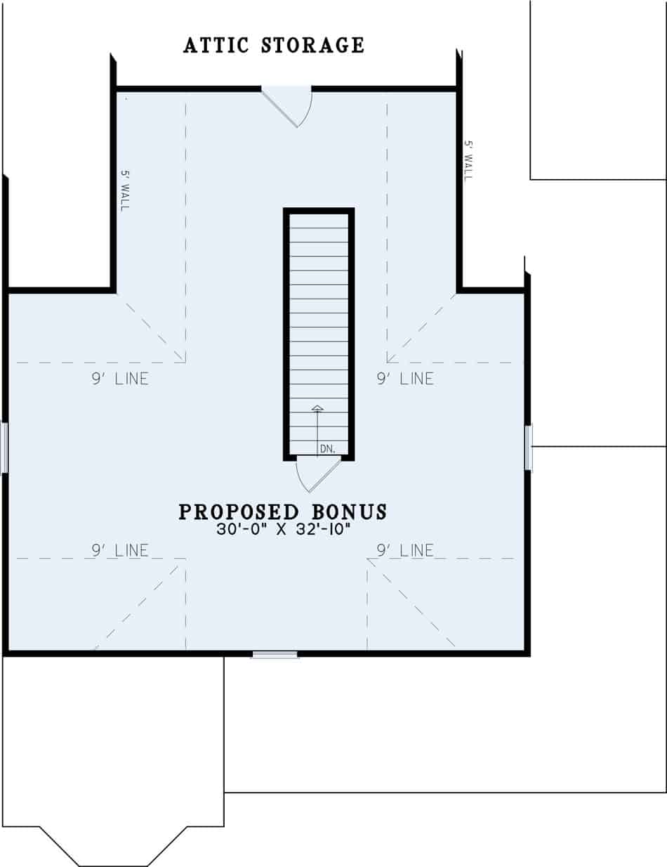 Floor Plan Second Story of Southern Plan #153-1175