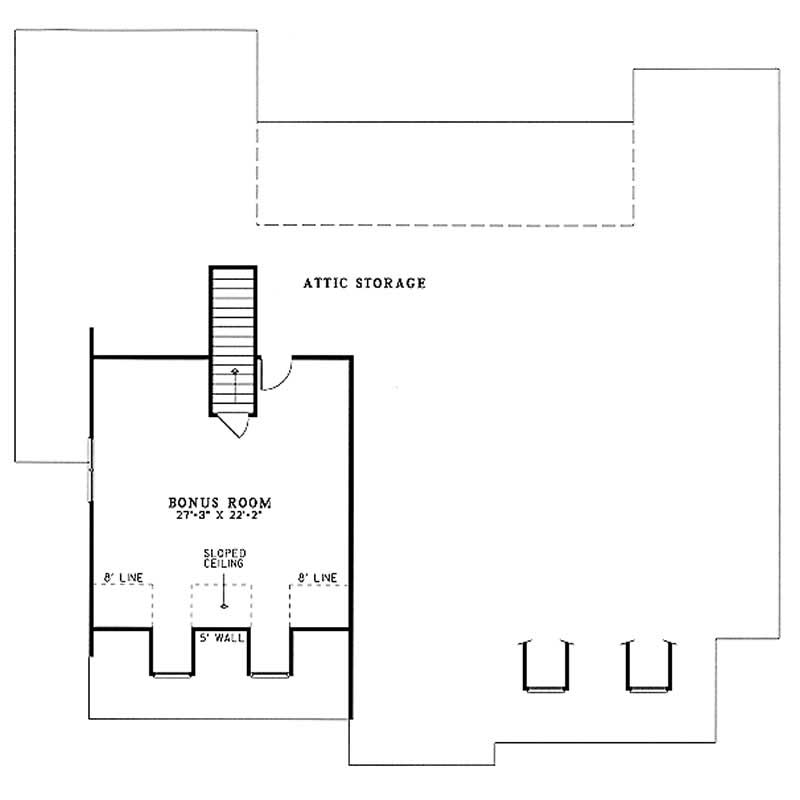 Floor Plan Bonus Room of Country Plan #153-1176
