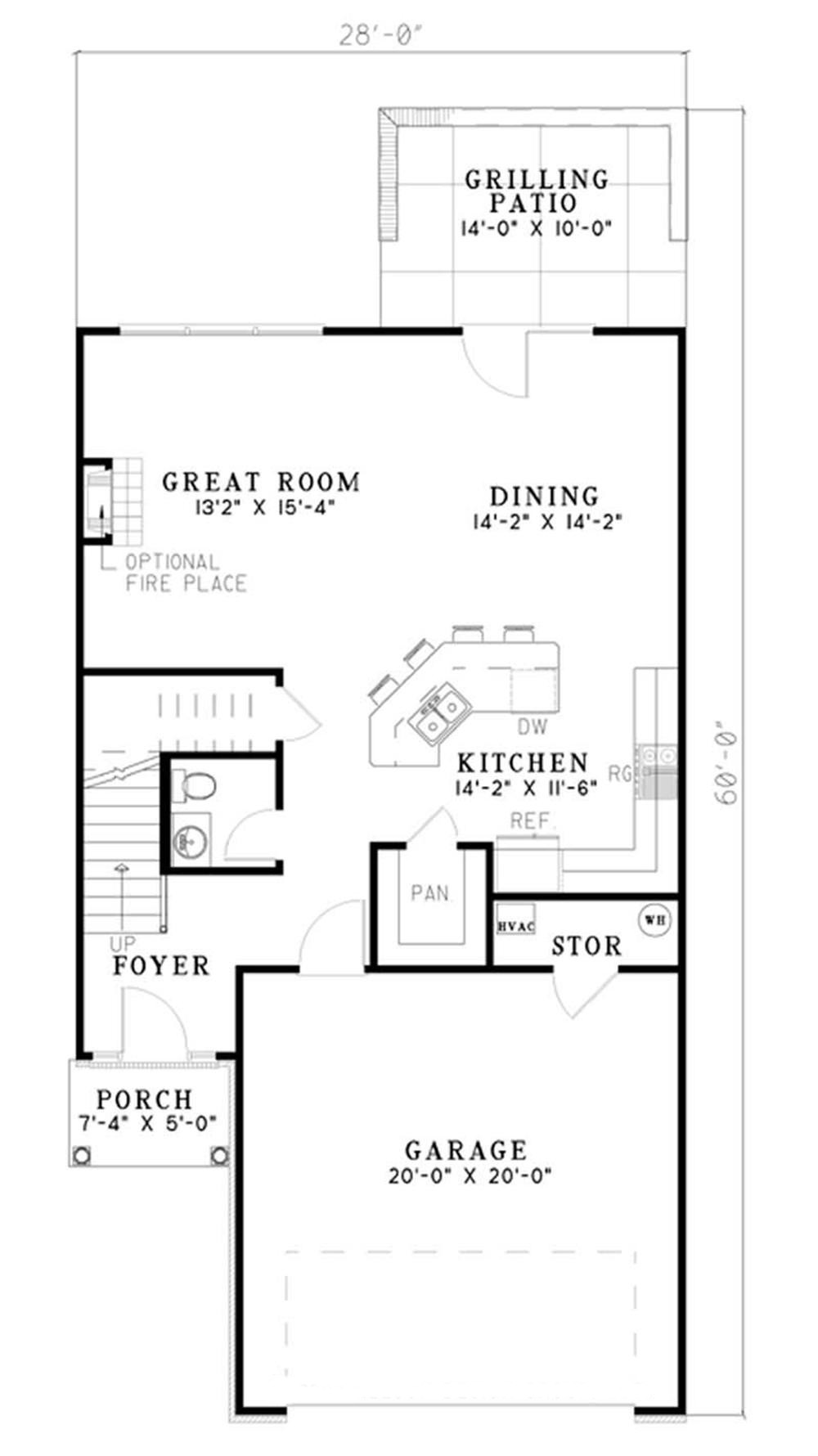 Floor Plan First Story of Contemporary Plan #153-1181
