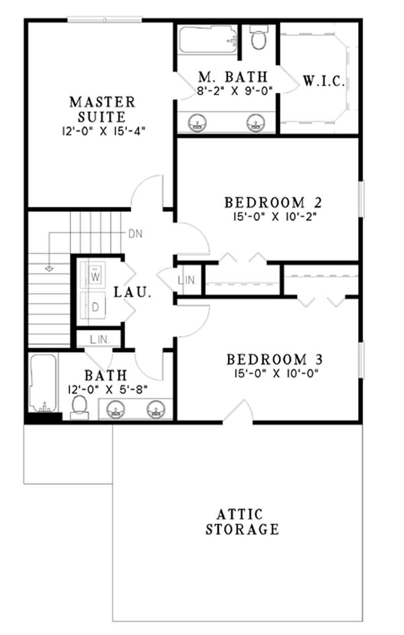 Floor Plan Second Story of Contemporary Plan #153-1181